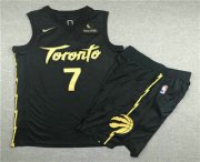 Wholesale Cheap Men's Toronto Raptors #7 Kyle Lowry Black 2020 Nike City Edition Swingman Jersey With Shorts