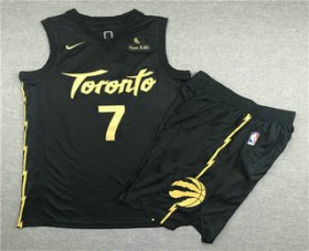 Wholesale Cheap Men\'s Toronto Raptors #7 Kyle Lowry Black 2020 Nike City Edition Swingman Jersey With Shorts