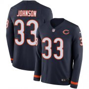 Wholesale Cheap Nike Bears #33 Jaylon Johnson Navy Blue Team Color Youth Stitched NFL Limited Therma Long Sleeve Jersey