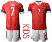Wholesale Cheap Youth 2021 European Cup Russia red home 7 Soccer Jerseys