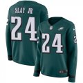 Wholesale Cheap Nike Eagles #24 Darius Slay Jr Green Team Color Women's Stitched NFL Limited Therma Long Sleeve Jersey