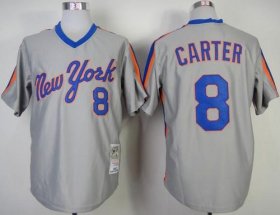 Wholesale Cheap Mitchell And Ness Mets #8 Gary Carter Grey Throwback Stitched MLB Jersey