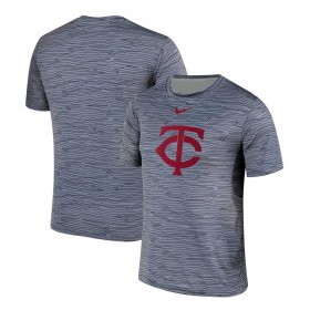 Wholesale Cheap Nike Minnesota Twins Gray Black Striped Logo Performance T-Shirt