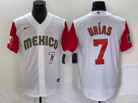 Wholesale Cheap Men\'s Mexico Baseball #7 Julio Urias Number 2023 White Red World Classic Stitched Jersey16