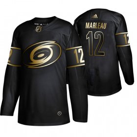 Wholesale Cheap Adidas Hurricanes #12 Patrick Marleau Men\'s 2019 Black Golden Edition Authentic Stitched NHL Jersey