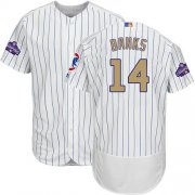Wholesale Cheap Cubs #14 Ernie Banks White(Blue Strip) Flexbase Authentic 2017 Gold Program Stitched MLB Jersey