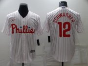 Wholesale Cheap Men's Philadelphia Phillies #12 Kyle Schwarber White Cool Base Stitched Jersey