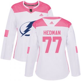 Wholesale Cheap Adidas Lightning #77 Victor Hedman White/Pink Authentic Fashion Women\'s Stitched NHL Jersey