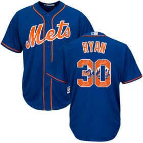 Wholesale Cheap Mets #30 Nolan Ryan Blue Team Logo Fashion Stitched MLB Jersey