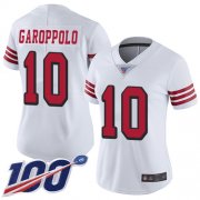 Wholesale Cheap Nike 49ers #10 Jimmy Garoppolo White Rush Women's Stitched NFL Limited 100th Season Jersey