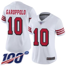 Wholesale Cheap Nike 49ers #10 Jimmy Garoppolo White Rush Women\'s Stitched NFL Limited 100th Season Jersey