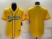 Wholesale Cheap Men's Green Bay Packers Blank Yellow Stitched MLB Cool Base Nike Baseball Jersey