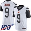 Wholesale Cheap Nike Bengals #9 Joe Burrow White Men's Stitched NFL Limited Rush 100th Season Jersey
