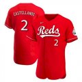 Wholesale Cheap Men's Cincinnati Reds #2 Nick Castellanos Scarlet 2021 Alternate Jersey