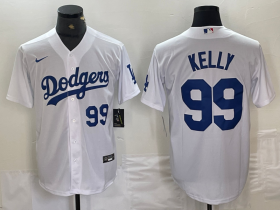 Cheap Men\'s Los Angeles Dodgers #99 Joe Kelly Number White Stitched Cool Base Nike Jersey