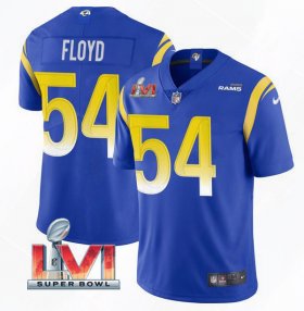 Wholesale Cheap Men\'s Los Angeles Rams #54 Leonard Floyd 2022 Royal Super Bowl LVI Vapor Limited Stitched Jersey