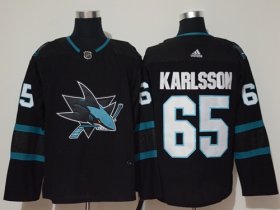 Wholesale Cheap Adidas Sharks #65 Erik Karlsson Black Alternate Authentic Stitched NHL Jersey