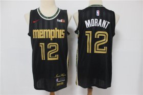 Wholesale Cheap Men\'s Memphis Grizzlies #12 Ja Morant Black Nike 2021 NEW Swingman City Edition Jersey With The Sponsor Logo