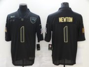 Wholesale Cheap Men's New England Patriots #1 Cam Newton Black 2020 Salute To Service Stitched NFL Nike Limited Jersey