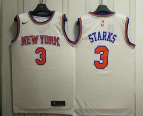 Wholesale Cheap Men\'s New York Knicks #3 John Starks New White 2017-2018 Nike Swingman Stitched NBA Jersey