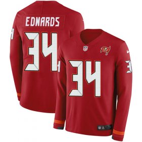 Wholesale Cheap Nike Buccaneers #34 Mike Edwards Red Team Color Men\'s Stitched NFL Limited Therma Long Sleeve Jersey