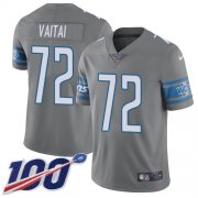 Wholesale Cheap Nike Lions #72 Halapoulivaati Vaitai Gray Men's Stitched NFL Limited Rush 100th Season Jersey
