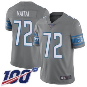 Wholesale Cheap Nike Lions #72 Halapoulivaati Vaitai Gray Men\'s Stitched NFL Limited Rush 100th Season Jersey
