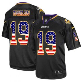 Wholesale Cheap Nike Vikings #19 Adam Thielen Black Men\'s Stitched NFL Elite USA Flag Fashion Jersey