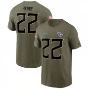 Wholesale Cheap Men's Tennessee Titans #22 Derrick Henry 2022 Olive Salute to Service T-Shirt