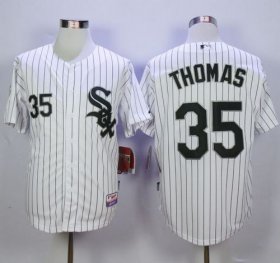 Wholesale Cheap White Sox #35 Frank Thomas White(Black Strip) Cool Base Stitched MLB Jersey