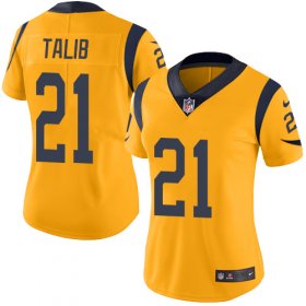 Wholesale Cheap Nike Rams #21 Aqib Talib Gold Women\'s Stitched NFL Limited Rush Jersey