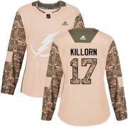 Wholesale Cheap Adidas Lightning #17 Alex Killorn Camo Authentic 2017 Veterans Day Women's Stitched NHL Jersey
