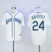 Wholesale Cheap Mariners #24 Ken Griffey White New Cool Base 2016 Hall Of Fame Patch Stitched MLB Jersey