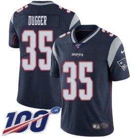 Wholesale Cheap Nike Patriots #35 Kyle Dugger Navy Blue Team Color Men\'s Stitched NFL 100th Season Vapor Untouchable Limited Jersey
