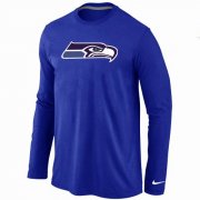Wholesale Cheap Nike Seattle Seahawks Logo Long Sleeve T-Shirt Blue