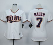 Wholesale Cheap Twins #7 Joe Mauer White Home Women's Stitched MLB Jersey