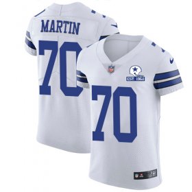 Wholesale Cheap Nike Cowboys #70 Zack Martin White Men\'s Stitched With Established In 1960 Patch NFL New Elite Jersey
