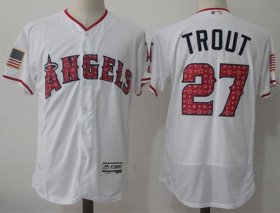 Wholesale Cheap Angels of Anaheim #27 Mike Trout White Fashion Stars & Stripes Flexbase Authentic Stitched MLB Jersey