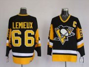 Wholesale Cheap Penguins #66 Mario Lemieux Stitched Black Mitchell&Ness NHL Jersey