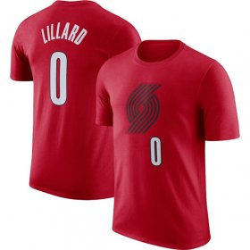 Cheap Men\'s Portland Trail Blazers #0 Damian Lillard Red 2022-23 Statement Edition Name & Number T-Shirt