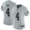 Wholesale Cheap Nike Raiders #4 Derek Carr Silver Women's Stitched NFL Limited Inverted Legend Jersey