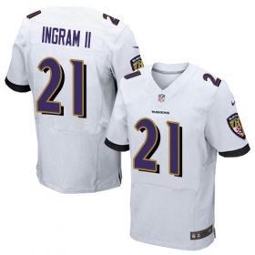 Wholesale Cheap Nike Ravens #21 Mark Ingram II White Men\'s Stitched NFL New Elite Jersey