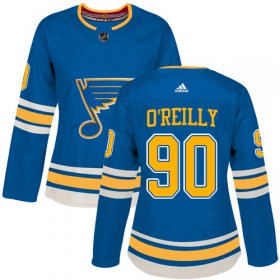Wholesale Cheap Adidas Blues #90 Ryan O\'Reilly Blue Alternate Authentic Women\'s Stitched NHL Jersey