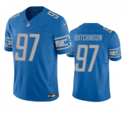 Wholesale Cheap Men's Detroit Lions #97 Aidan Hutchinson Blue 2023 F.U.S.E. Vapor Untouchable Limited Stitched Jersey