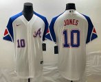 Cheap Men's Atlanta Braves #10 Chipper Jones Number White 2023 City Connect Cool Base Stitched Jersey