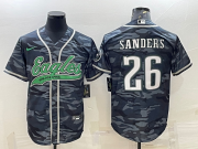 Wholesale Cheap Men's Philadelphia Eagles #26 Miles Sanders Grey Camo With Patch Cool Base Stitched Baseball Jersey