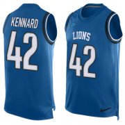 Wholesale Cheap Nike Lions #42 Devon Kennard Blue Team Color Men's Stitched NFL Limited Tank Top Jersey
