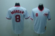 Wholesale Cheap Mitchell and Ness Reds #8 Joe Morgan Stitched White Throwback MLB Jersey