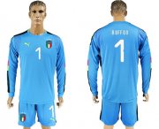 Wholesale Cheap Italy #1 Buffon Blue Long Sleeves Goalkeeper Soccer Country Jersey
