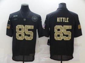 Wholesale Cheap Men\'s San Francisco 49ers #85 George Kittle Black Camo 2020 Salute To Service Stitched NFL Nike Limited Jersey